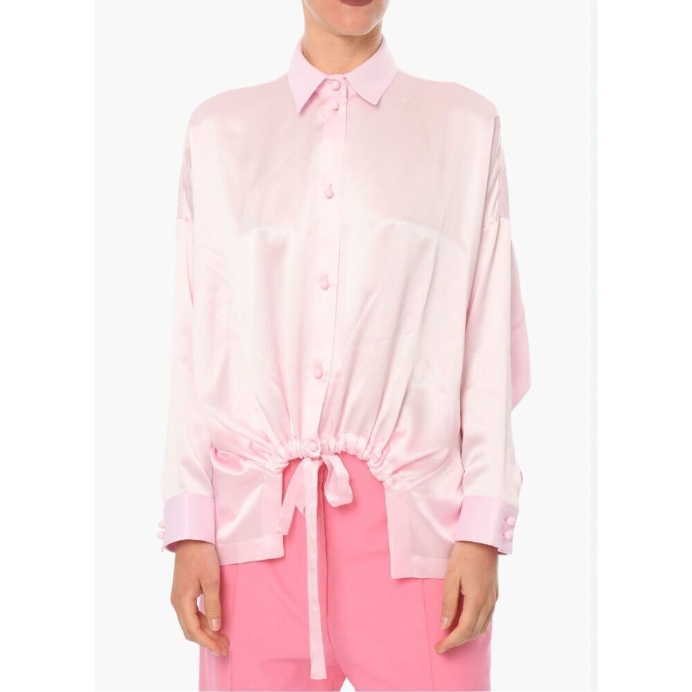 EMPORIO ARMANI DRAWSTRING SILK SHIRT blouse size tag missing fit Medium Large